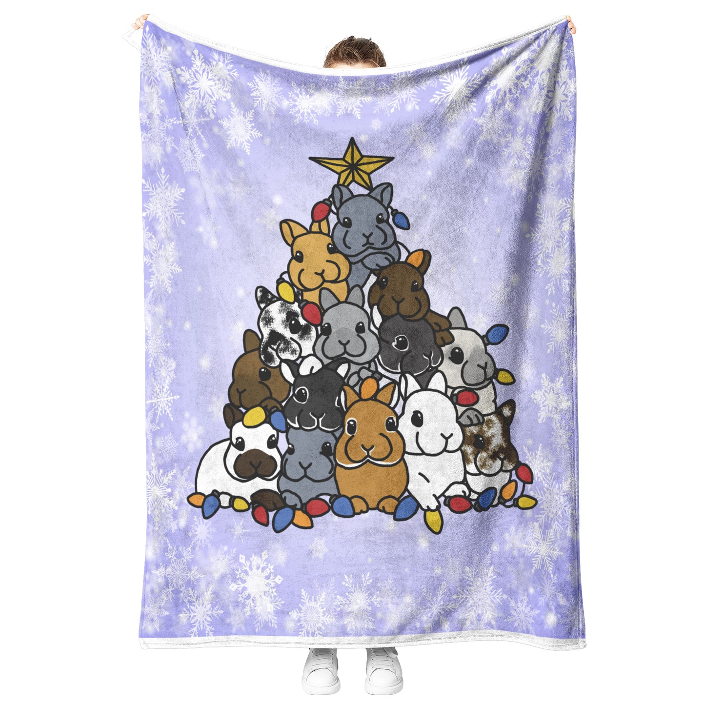 Blanket-Holiday Bunny Tree-Light Purple