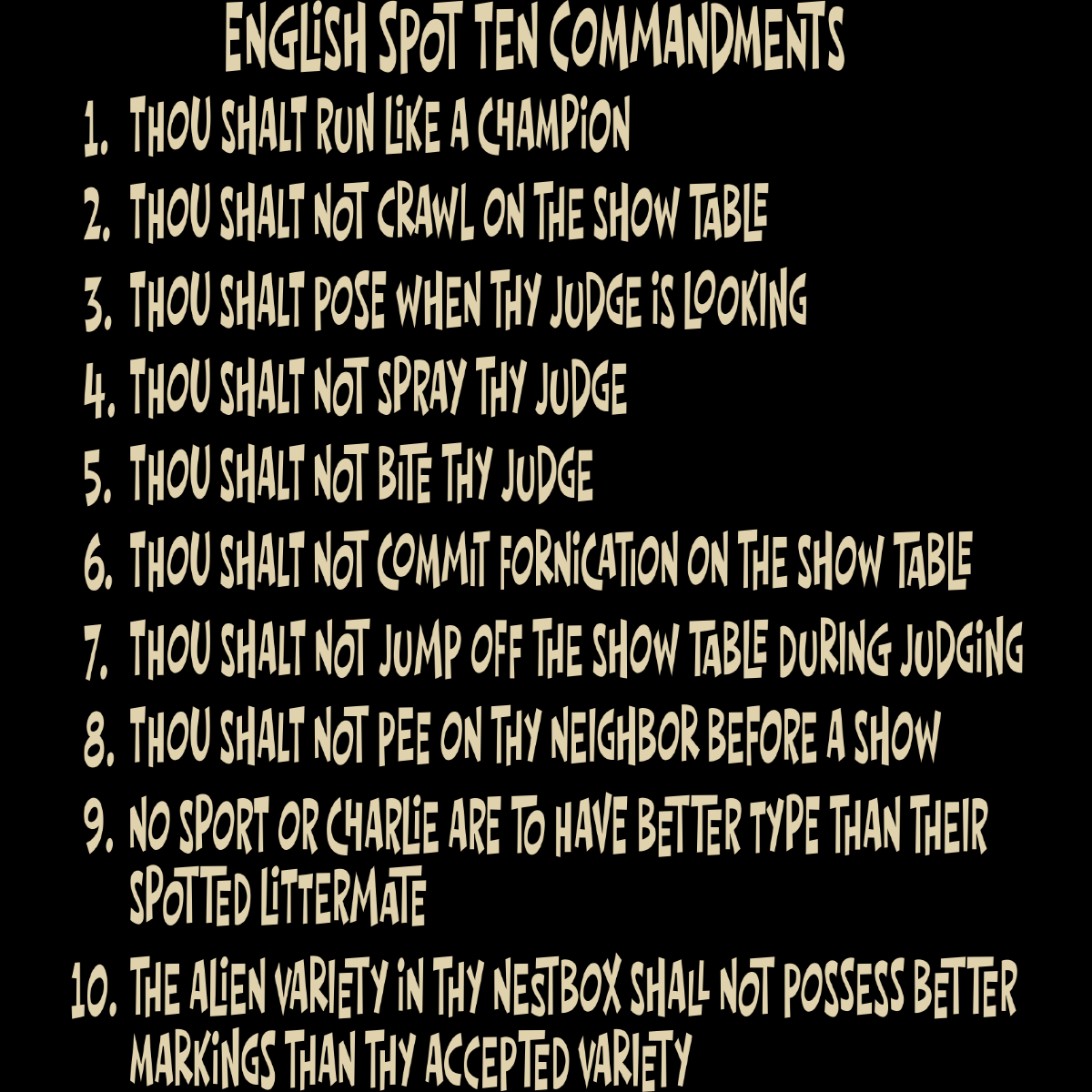 English Spot Commandments