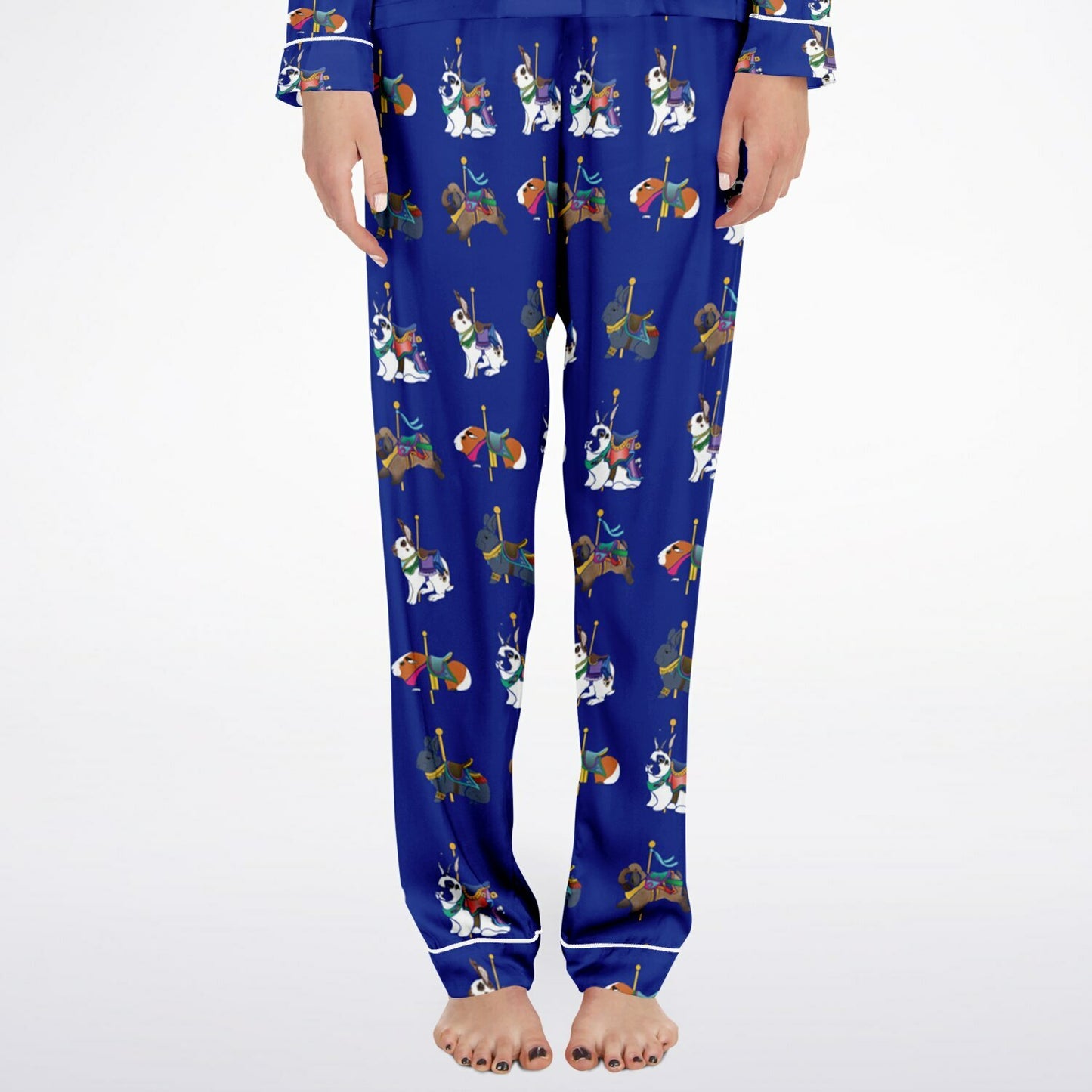 Women's Satin Pajamas-Blue Holicer