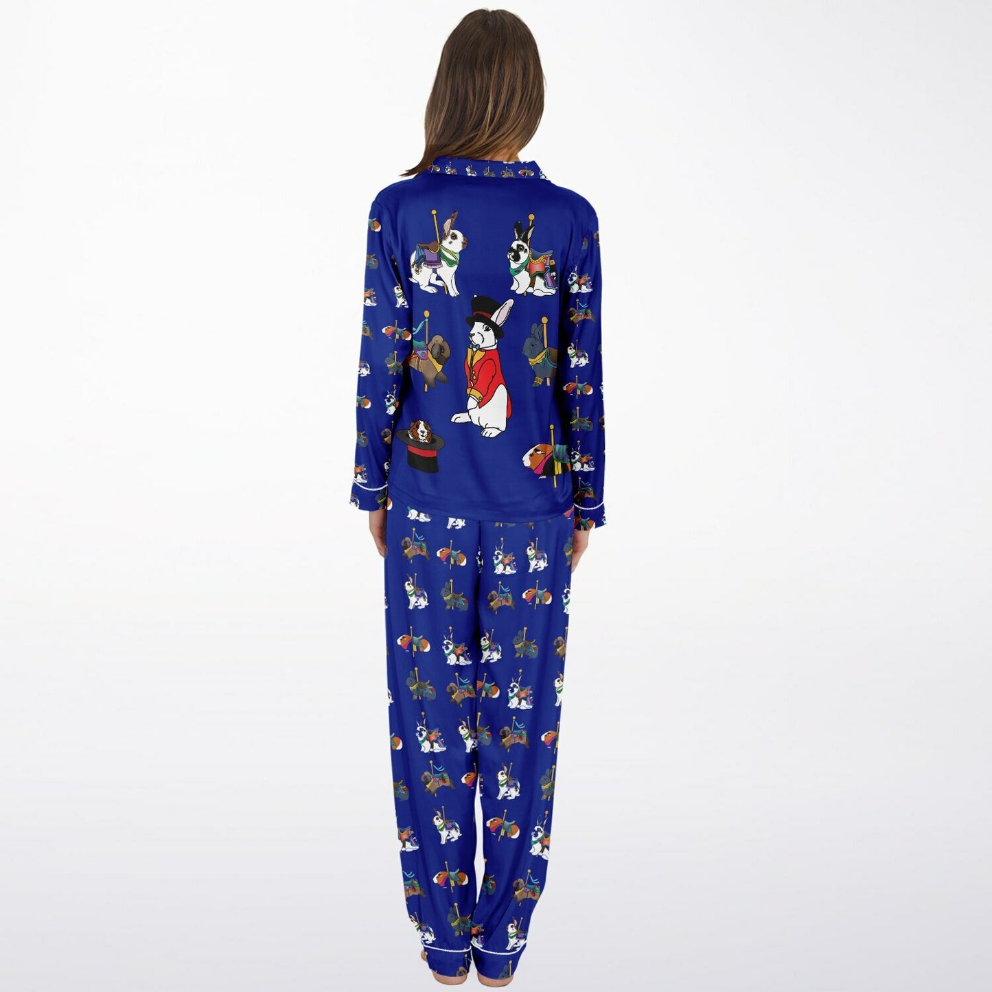 Women's Satin Pajamas-Carousel Rabbits