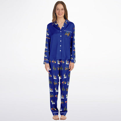 Women's Satin Pajamas-Plain Back