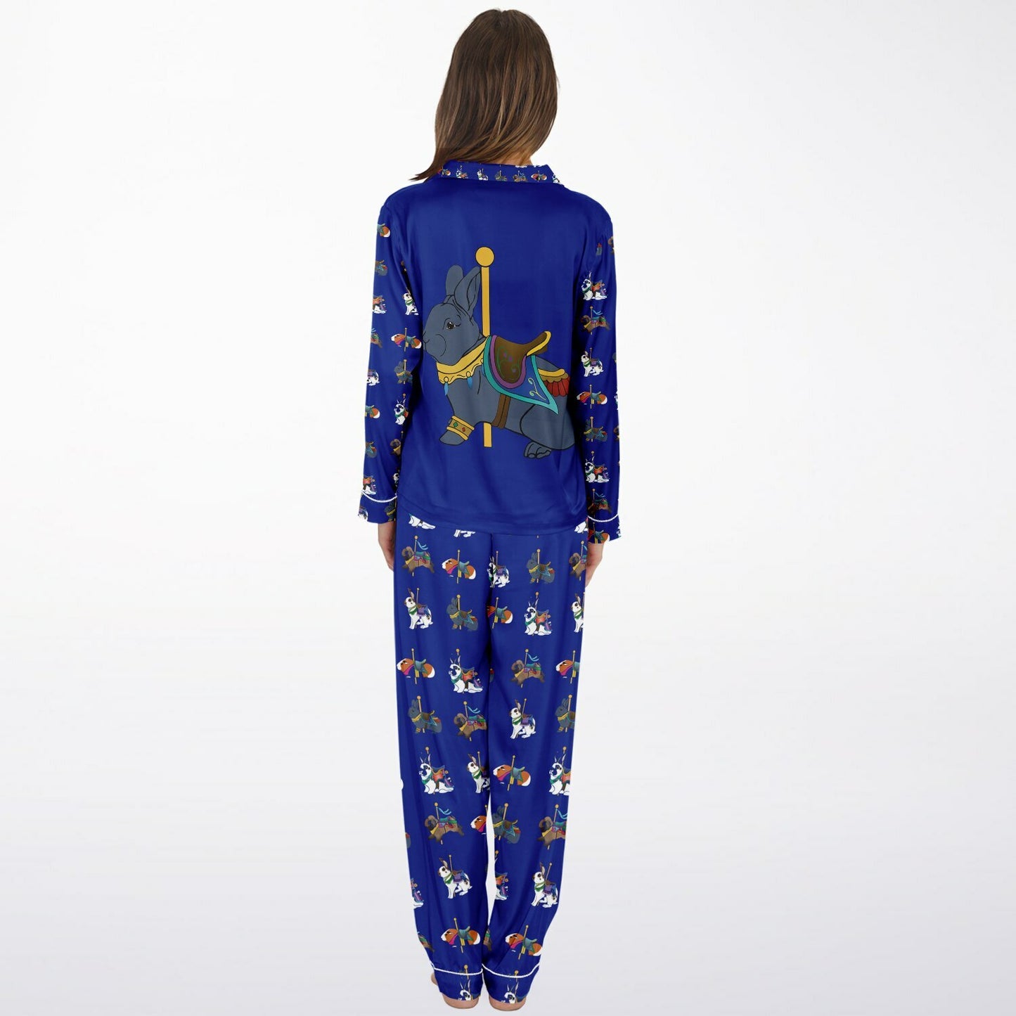 Women's Satin Pajamas-Blue Holicer