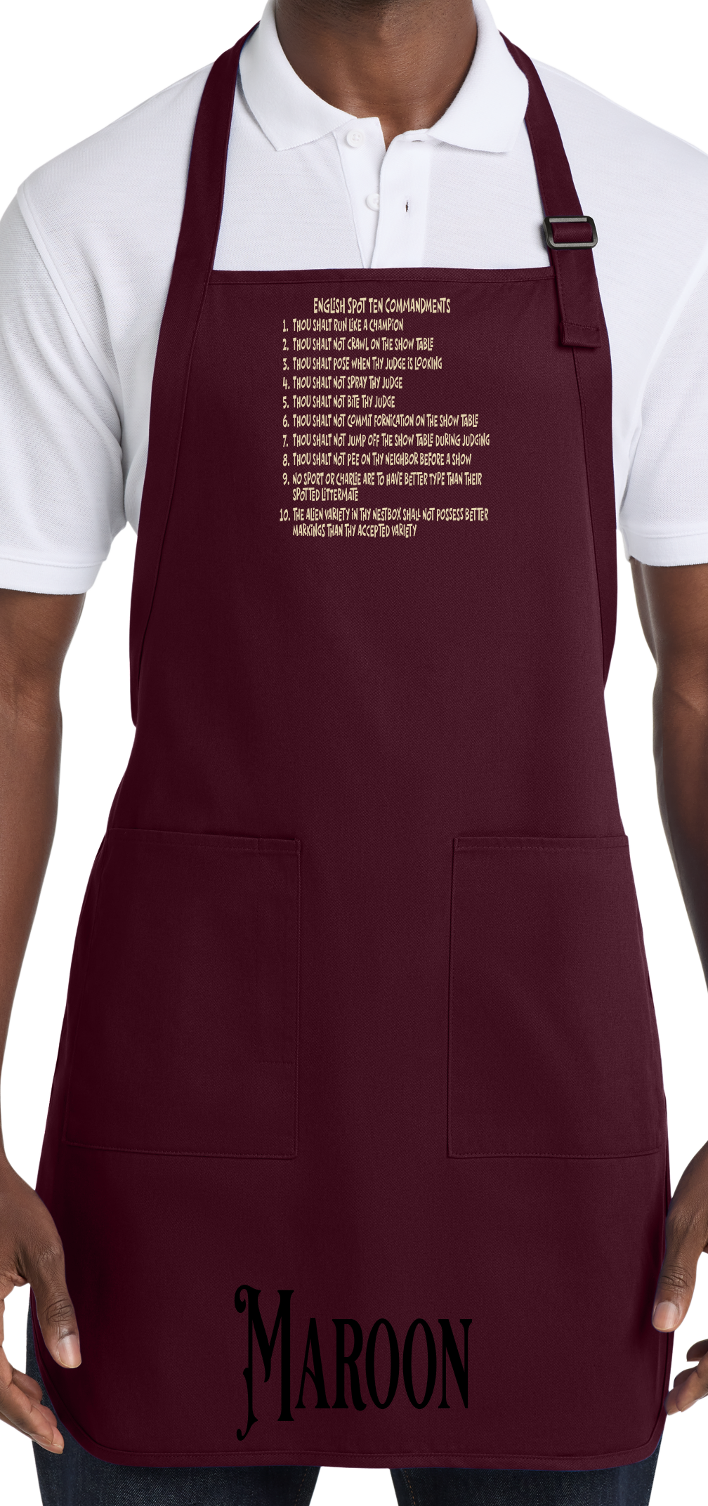 English Spot Commandments Apron