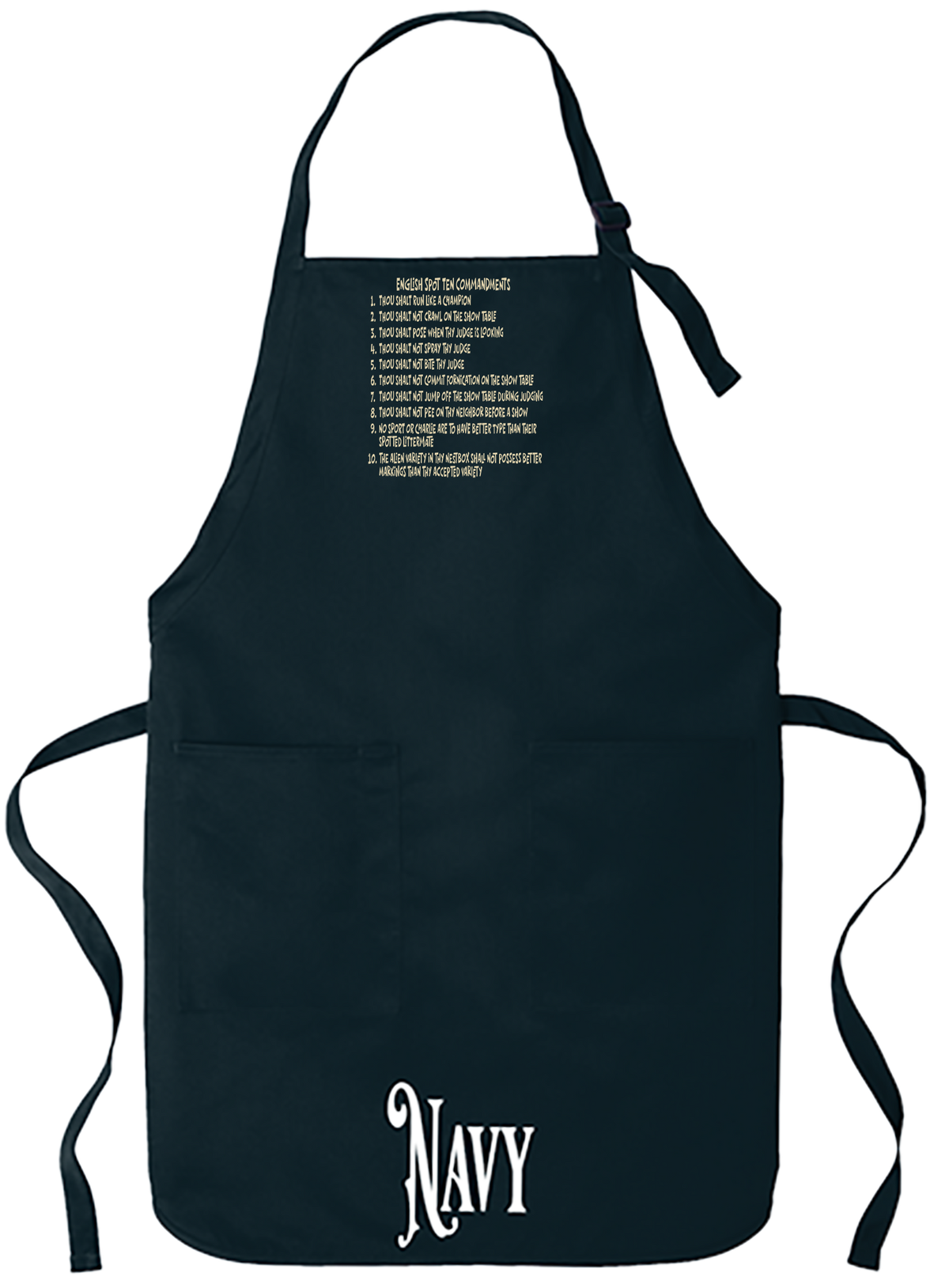 English Spot Commandments Apron