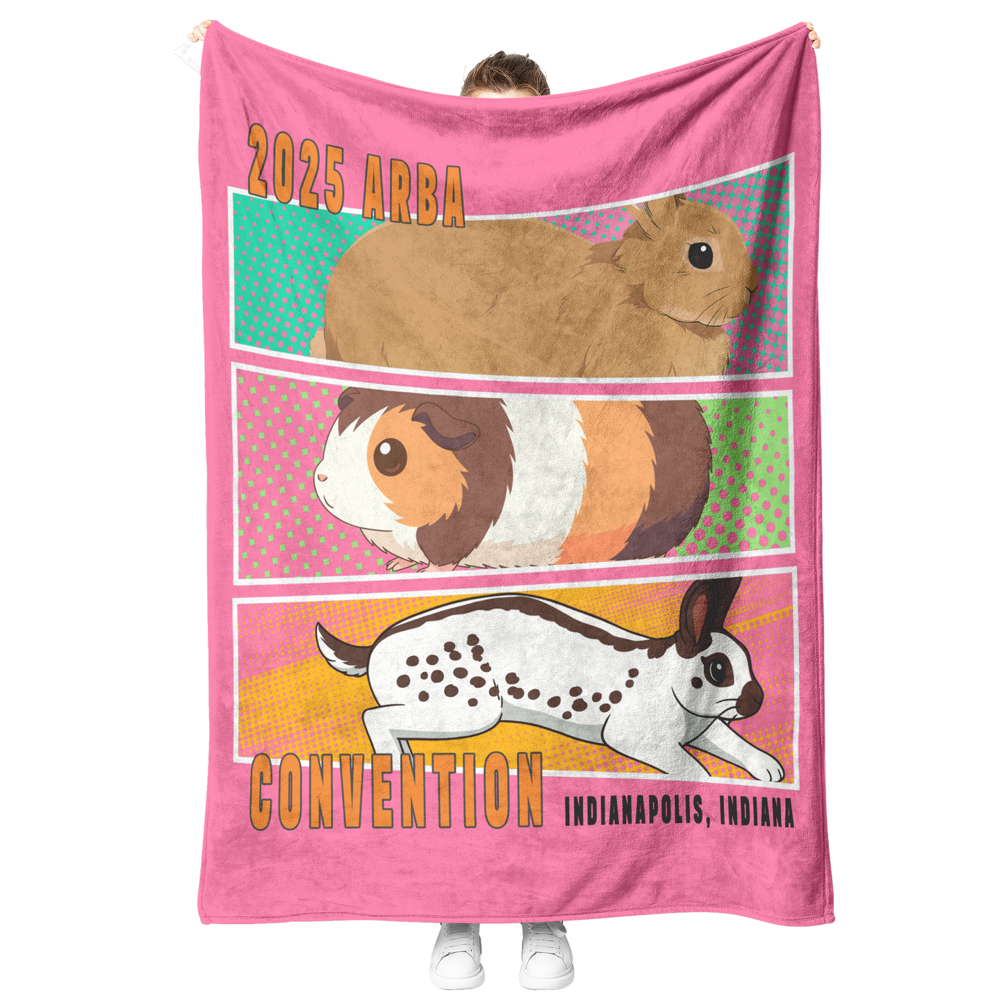 Comic_Book_Fleece_Blanket-PINK_V_Blanket_Model_Mockup.png