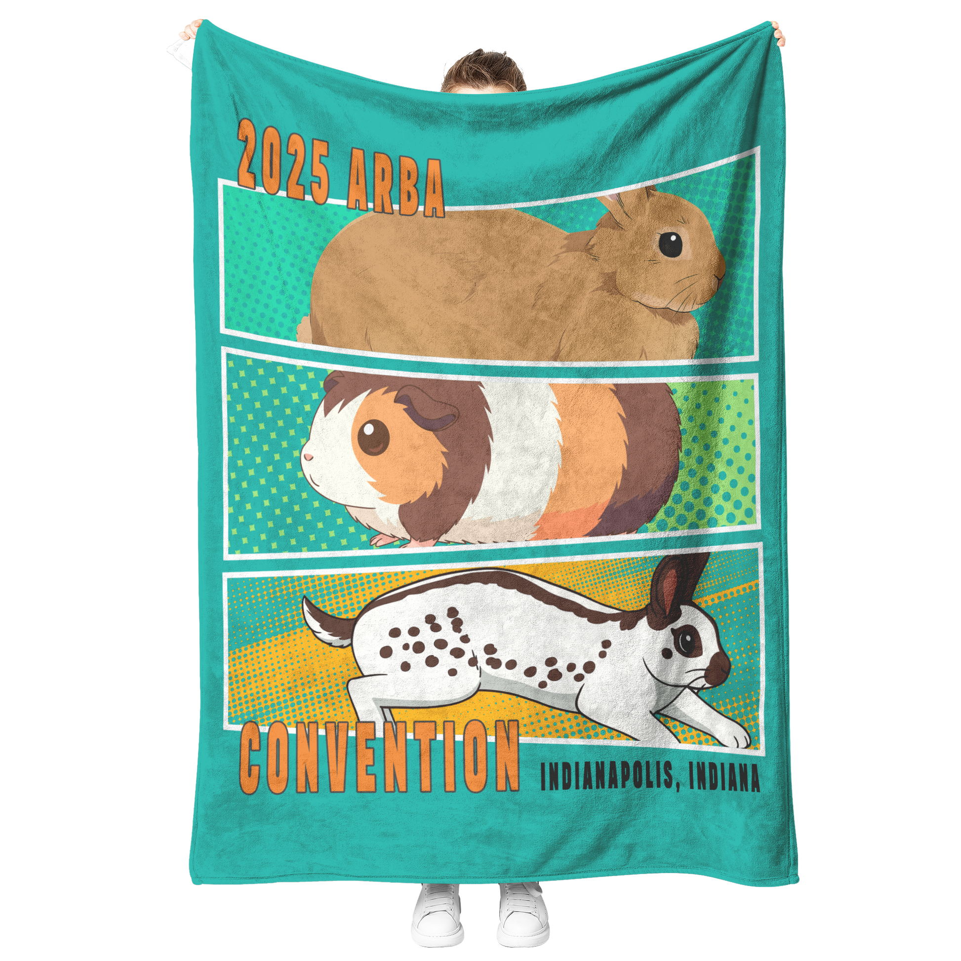 Comic_Book_Fleece_Blanket-TEAL_V_Blanket_Model_Mockup.png