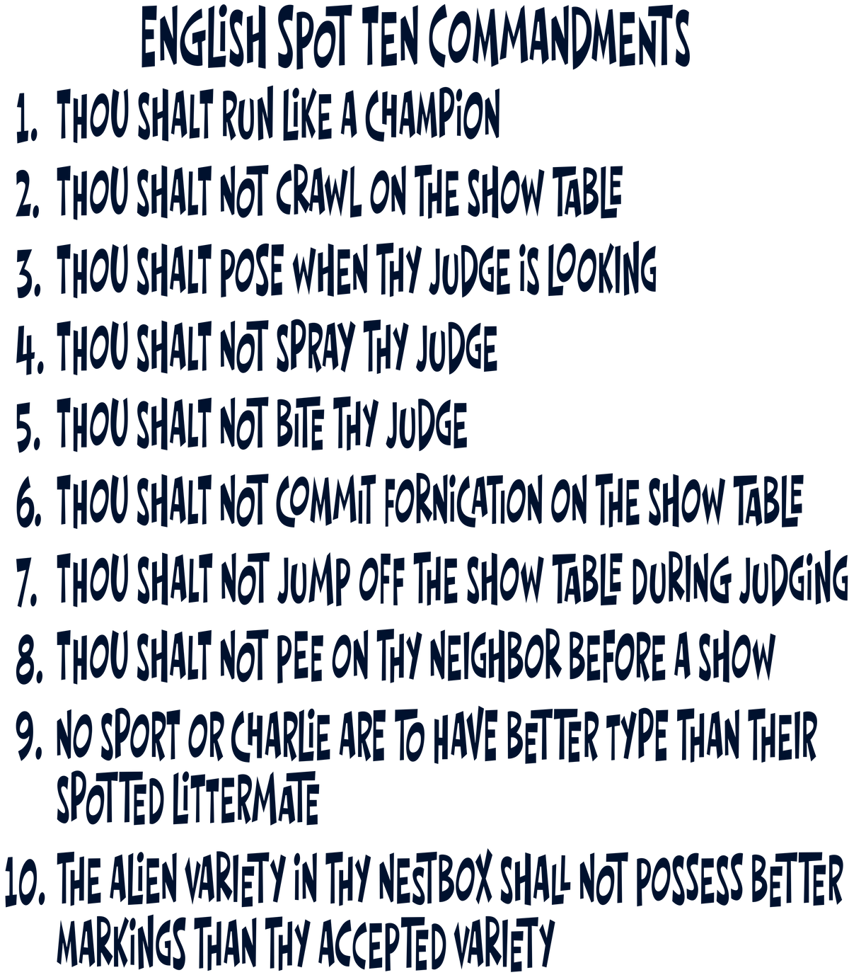 English Spot Commandments PLUS SIZE T-Shirt