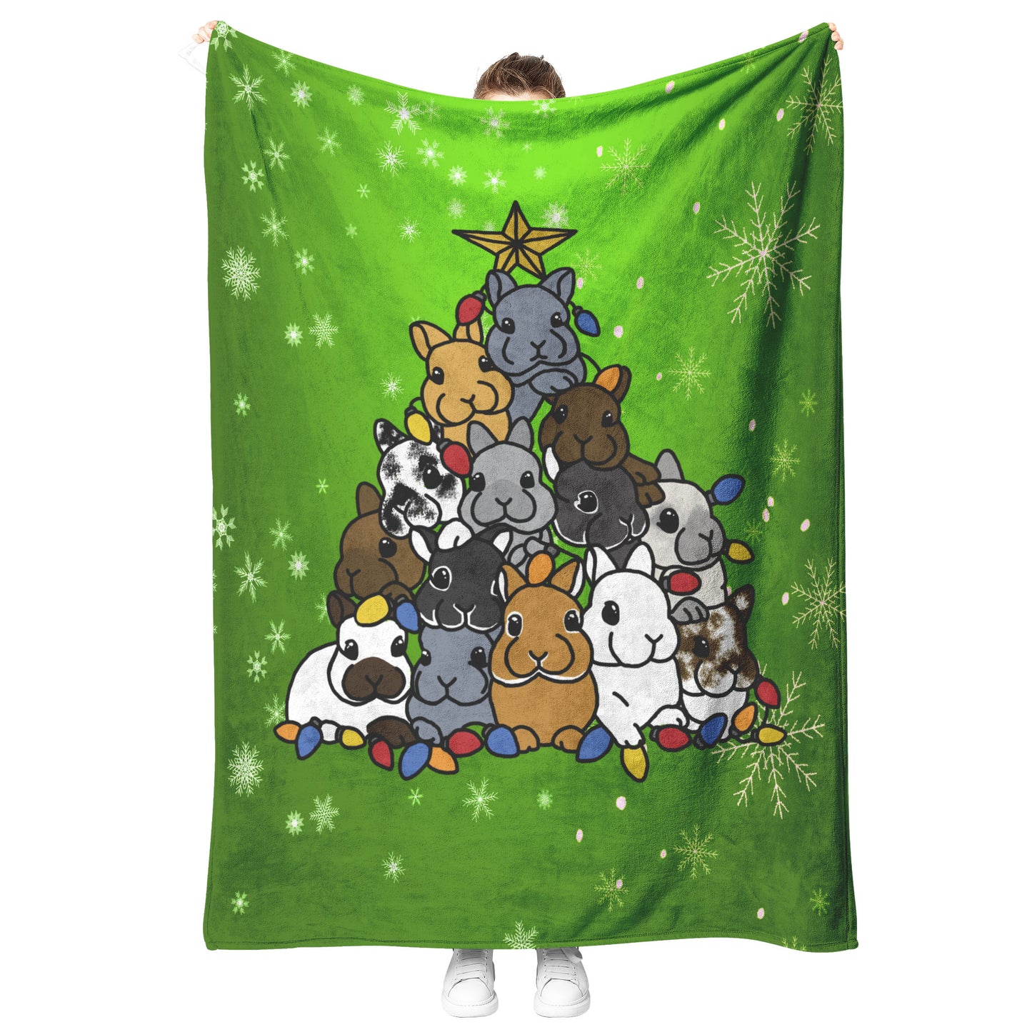 Blanket-Holiday Bunny Tree-Green
