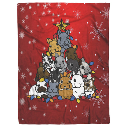 Blanket-Holiday Bunny Tree-Red