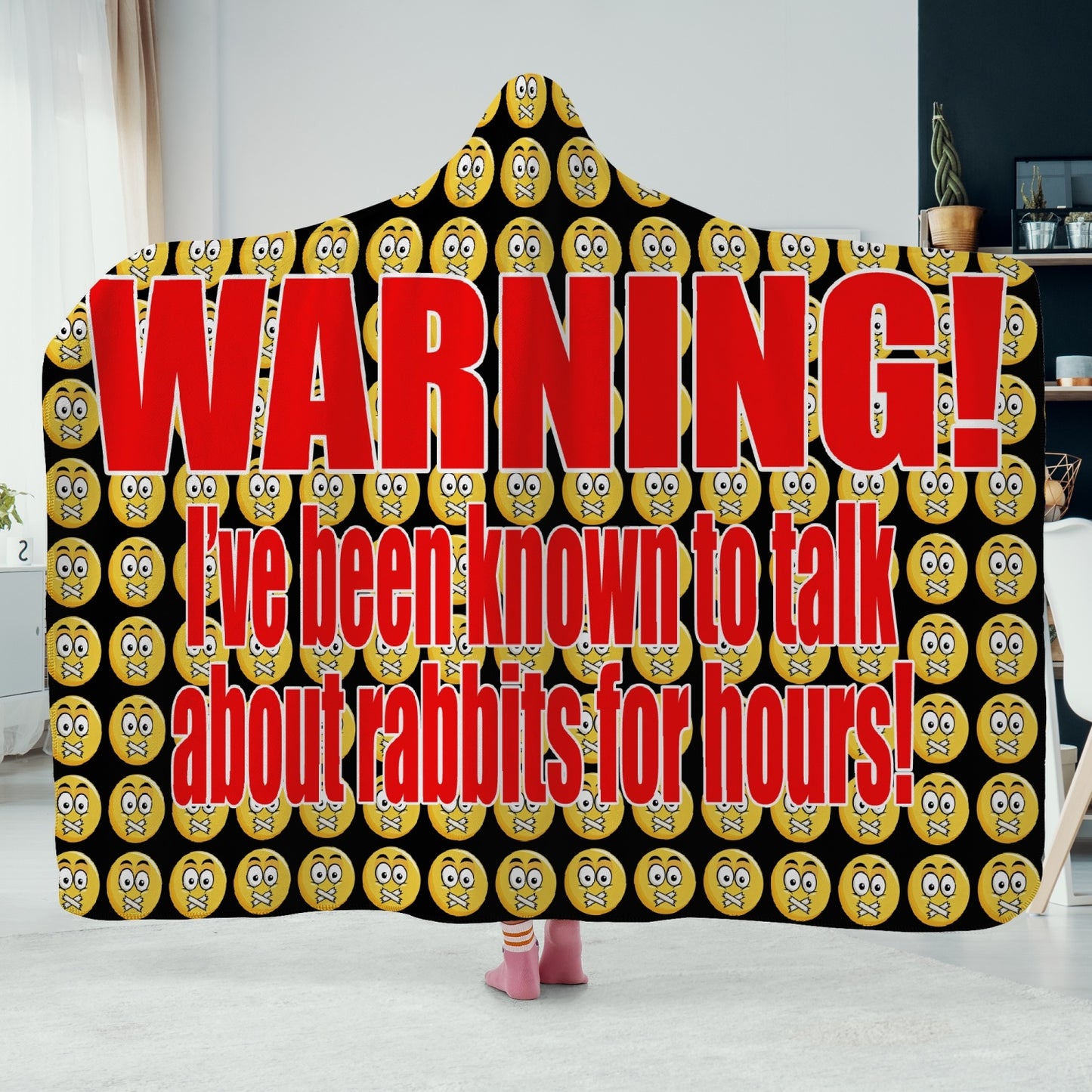 You've Been Warned! Black Hooded Blanket