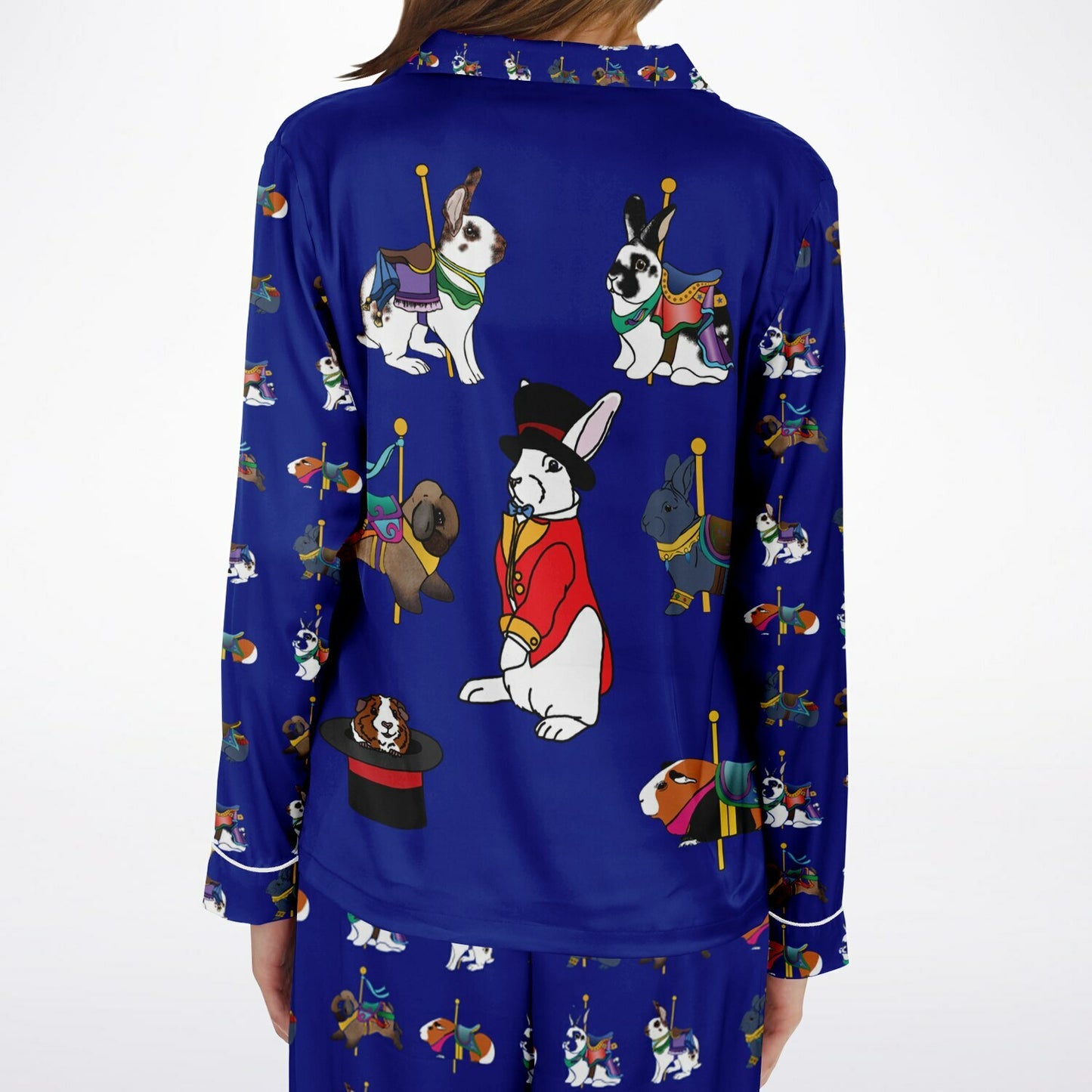 Women's Satin Pajamas-Carousel Rabbits