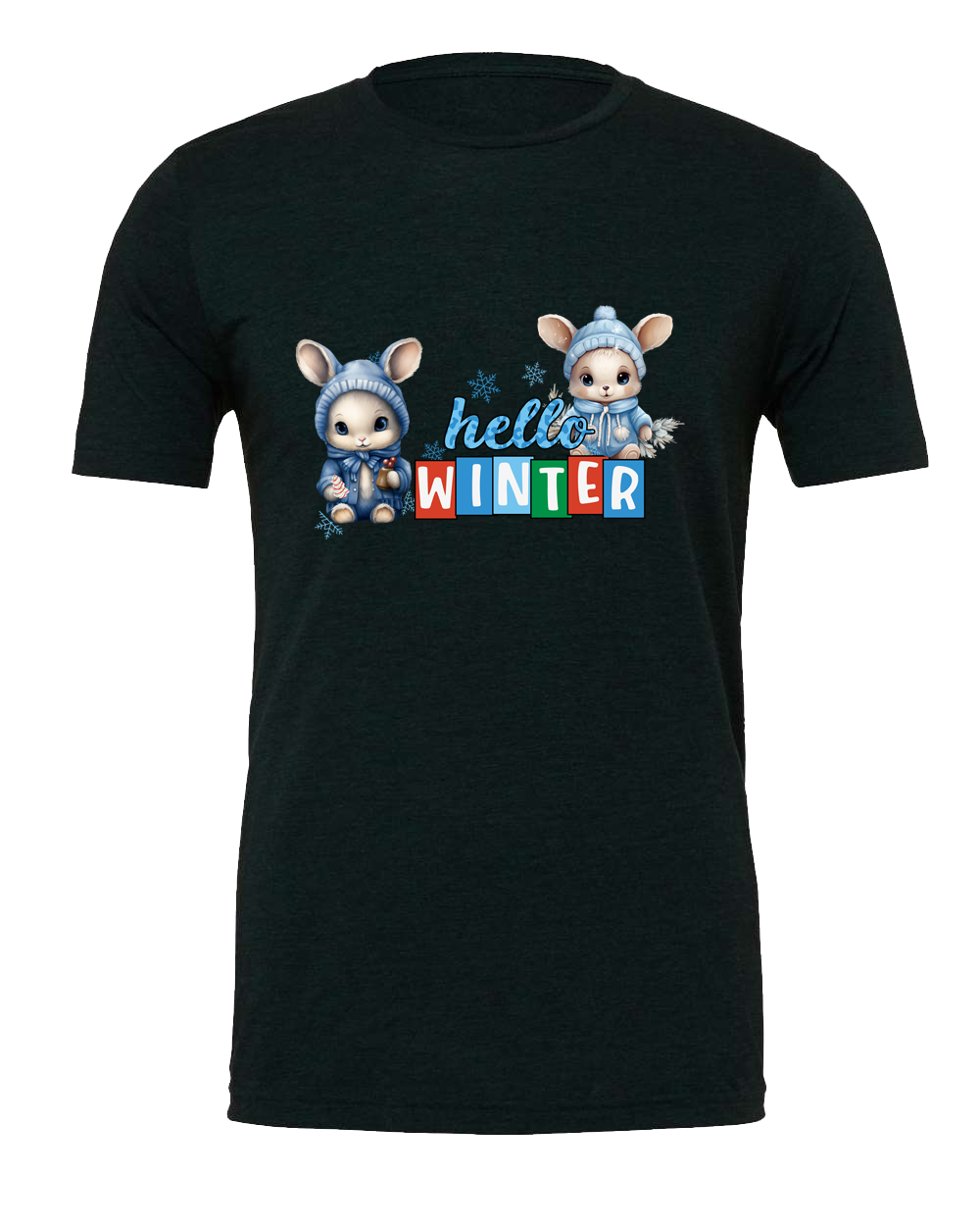 Short Sleeve T-Shirt-Hello Winter Design 1