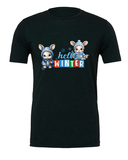 Short Sleeve T-Shirt-Hello Winter Design 1