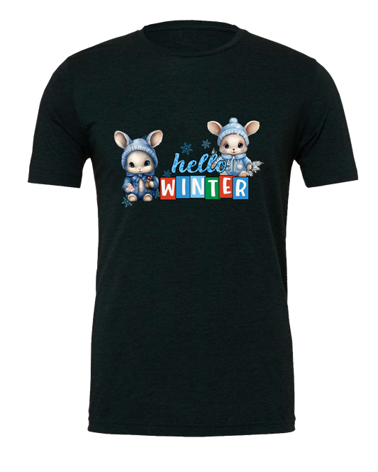 Short Sleeve T-Shirt-Hello Winter Design 1