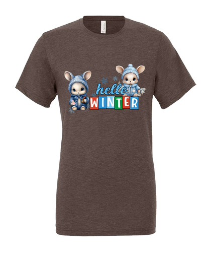 Short Sleeve T-Shirt-Hello Winter Design 1