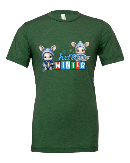 Short Sleeve T-Shirt-Hello Winter Design 1