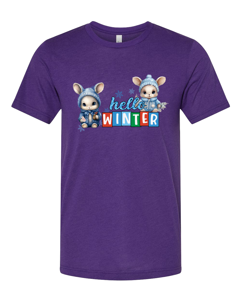 Short Sleeve T-Shirt-Hello Winter Design 1