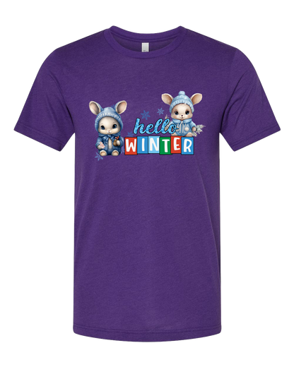 Short Sleeve T-Shirt-Hello Winter Design 1