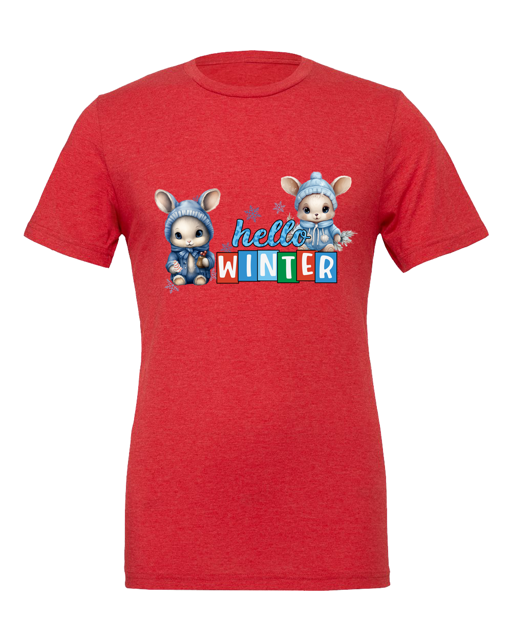 Short Sleeve T-Shirt-Hello Winter Design 1