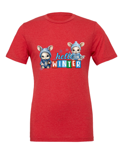 Short Sleeve T-Shirt-Hello Winter Design 1