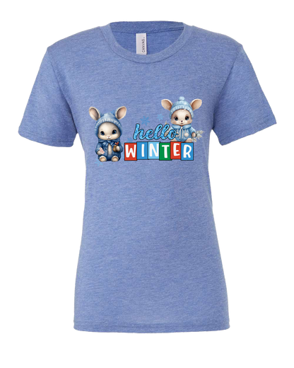 Short Sleeve T-Shirt-Hello Winter Design 1