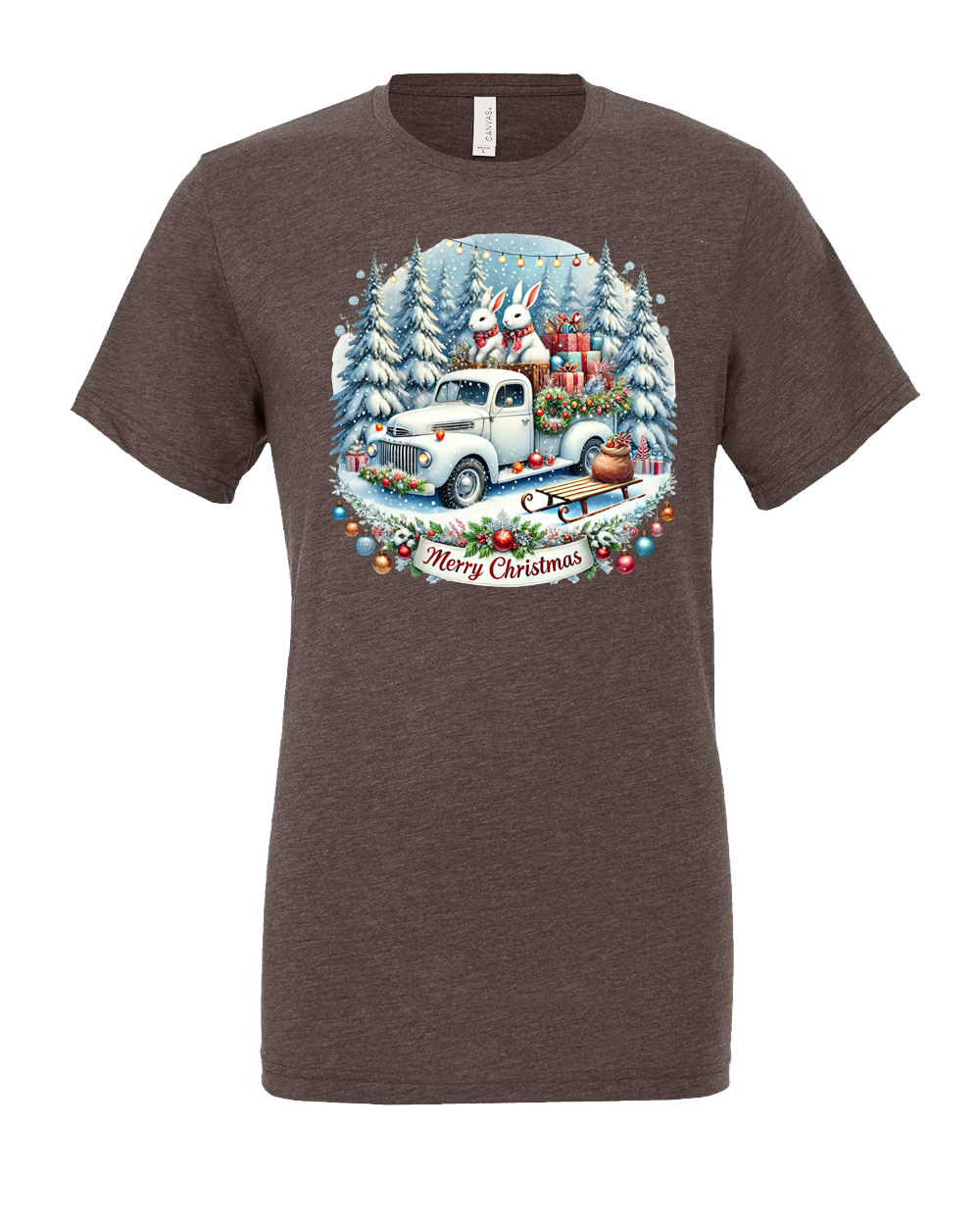 Short Sleeve T-Shirt-Winter Wonderland Truck Design 1