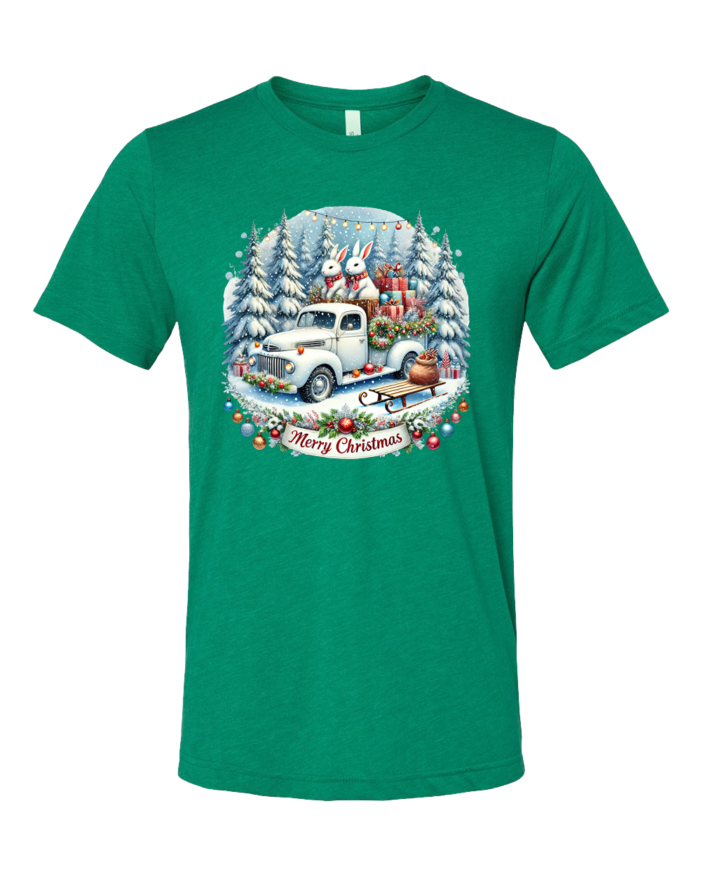 Short Sleeve T-Shirt-Winter Wonderland Truck Design 1