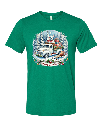 Short Sleeve T-Shirt-Winter Wonderland Truck Design 1