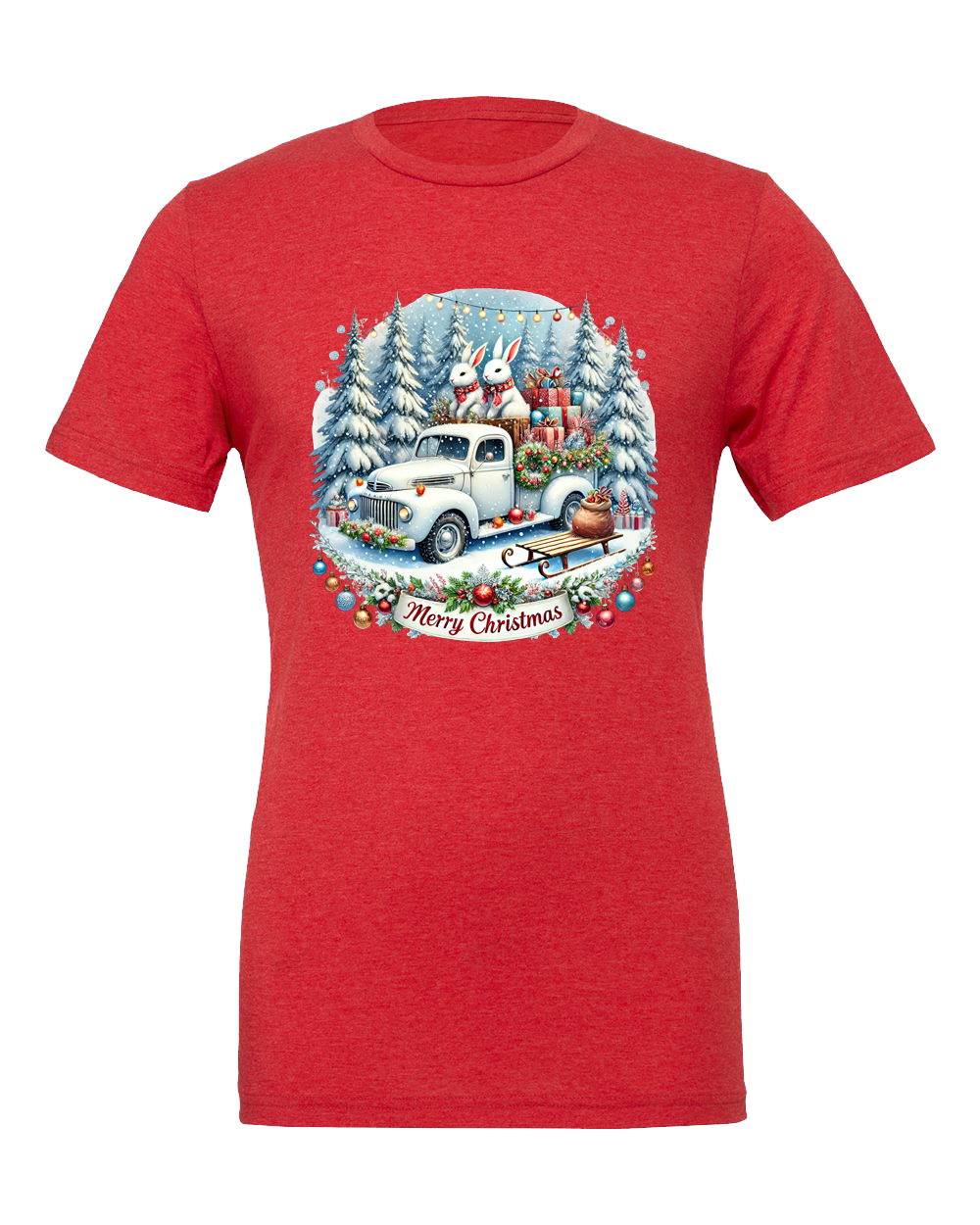 Short Sleeve T-Shirt-Winter Wonderland Truck Design 1