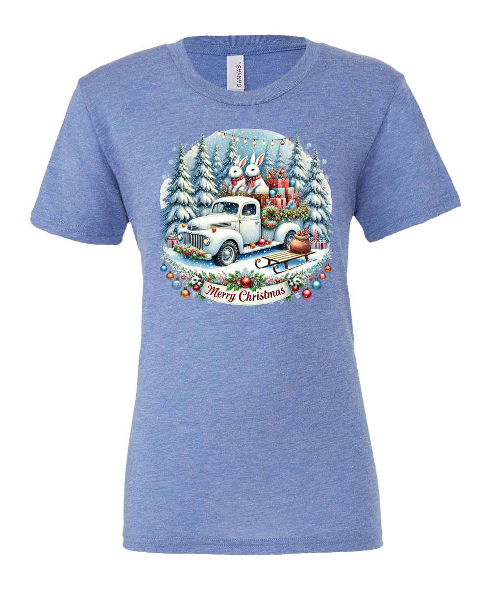 Short Sleeve T-Shirt-Winter Wonderland Truck Design 1