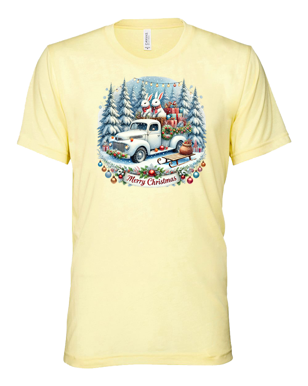 Short Sleeve T-Shirt-Winter Wonderland Truck Design 1